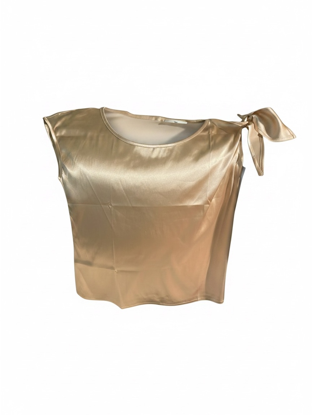 Satin Tie-Shoulder Shell Top in Gold